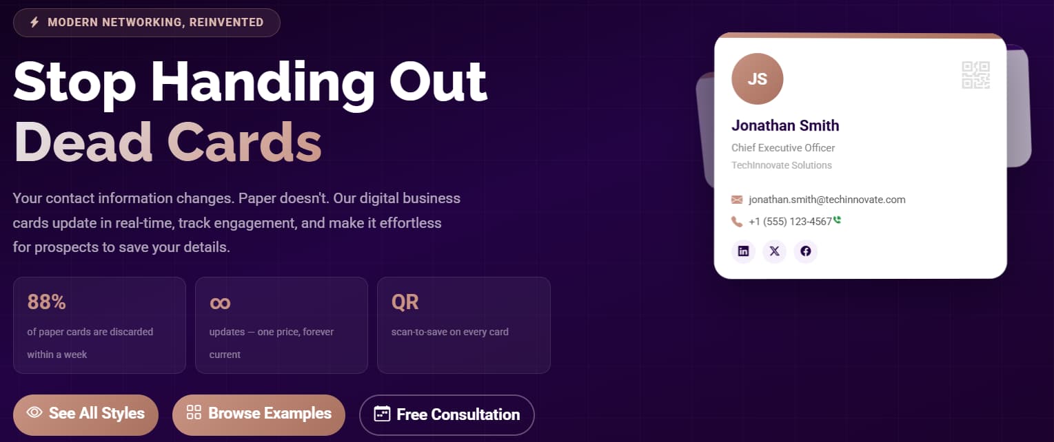 Screenshot of Digital Business Cards