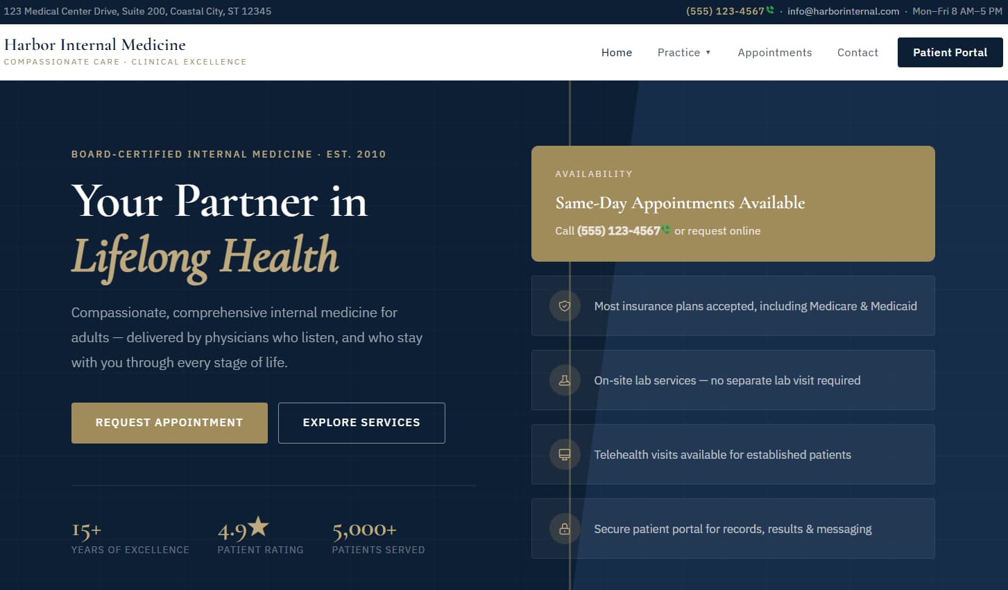 Screenshot of Harbor Internal Medicine