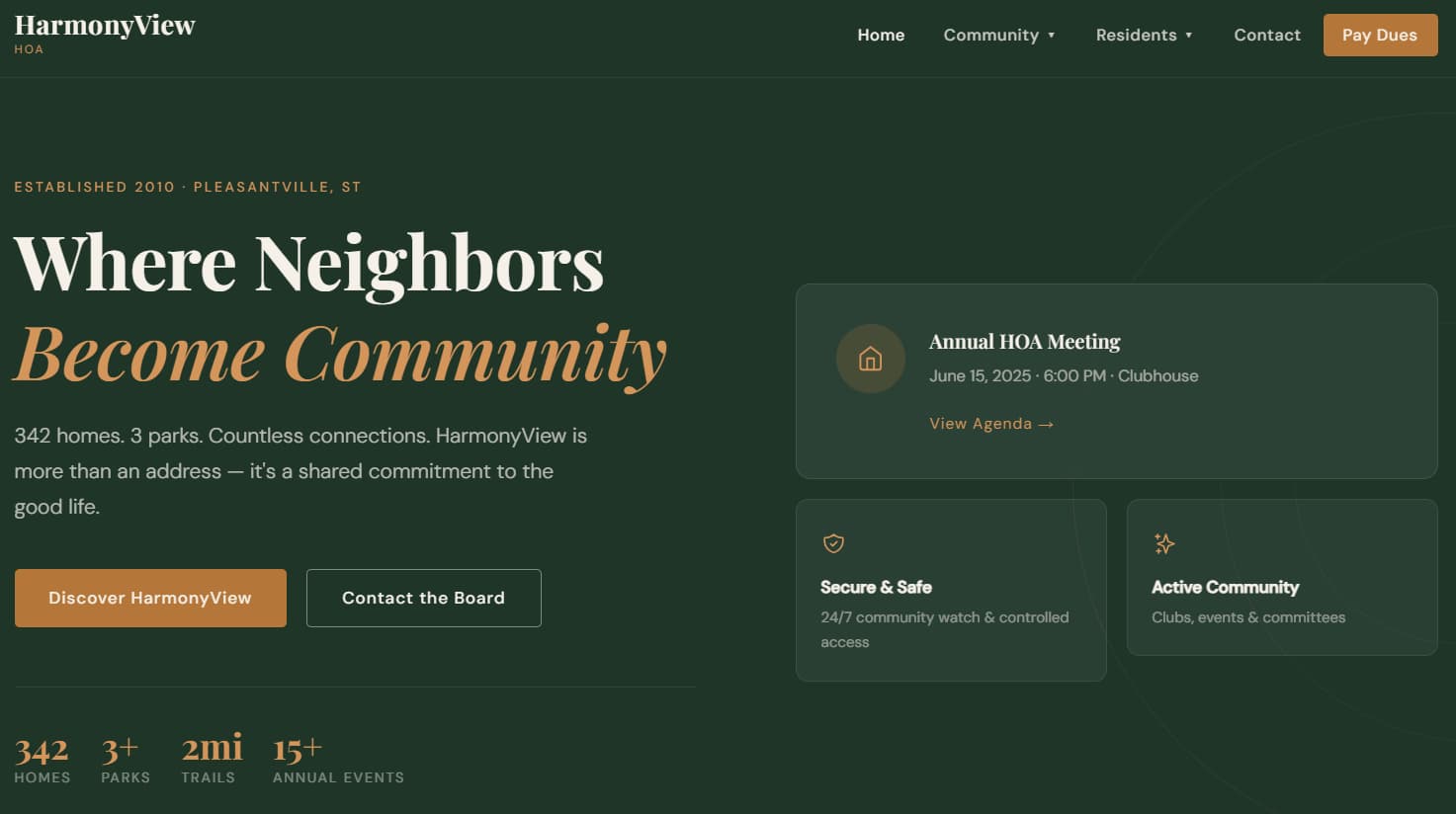 Screenshot of HarmonyView HOA — Classic
