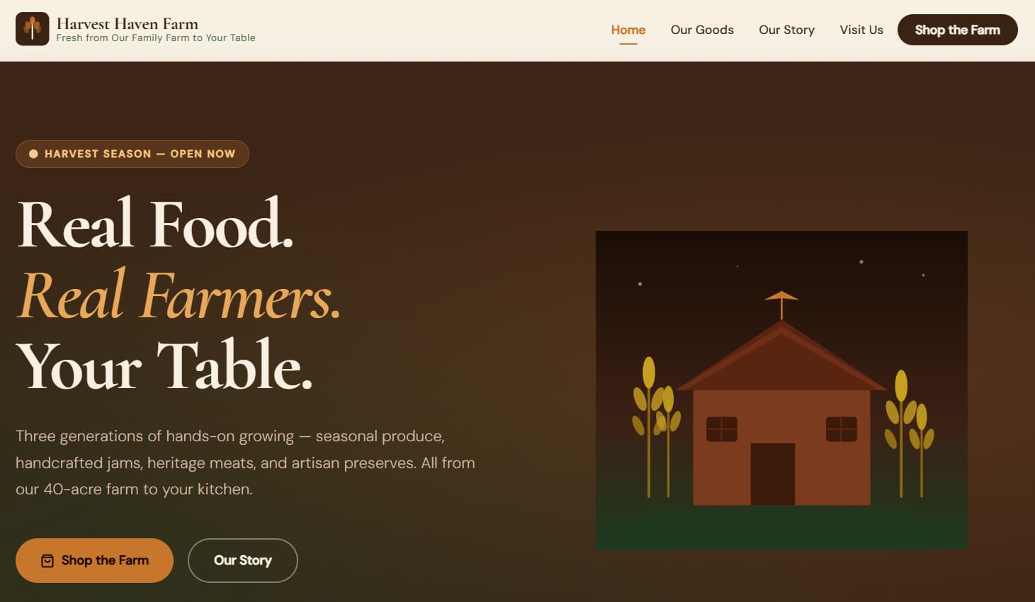 Screenshot of Harvest Haven Farm
