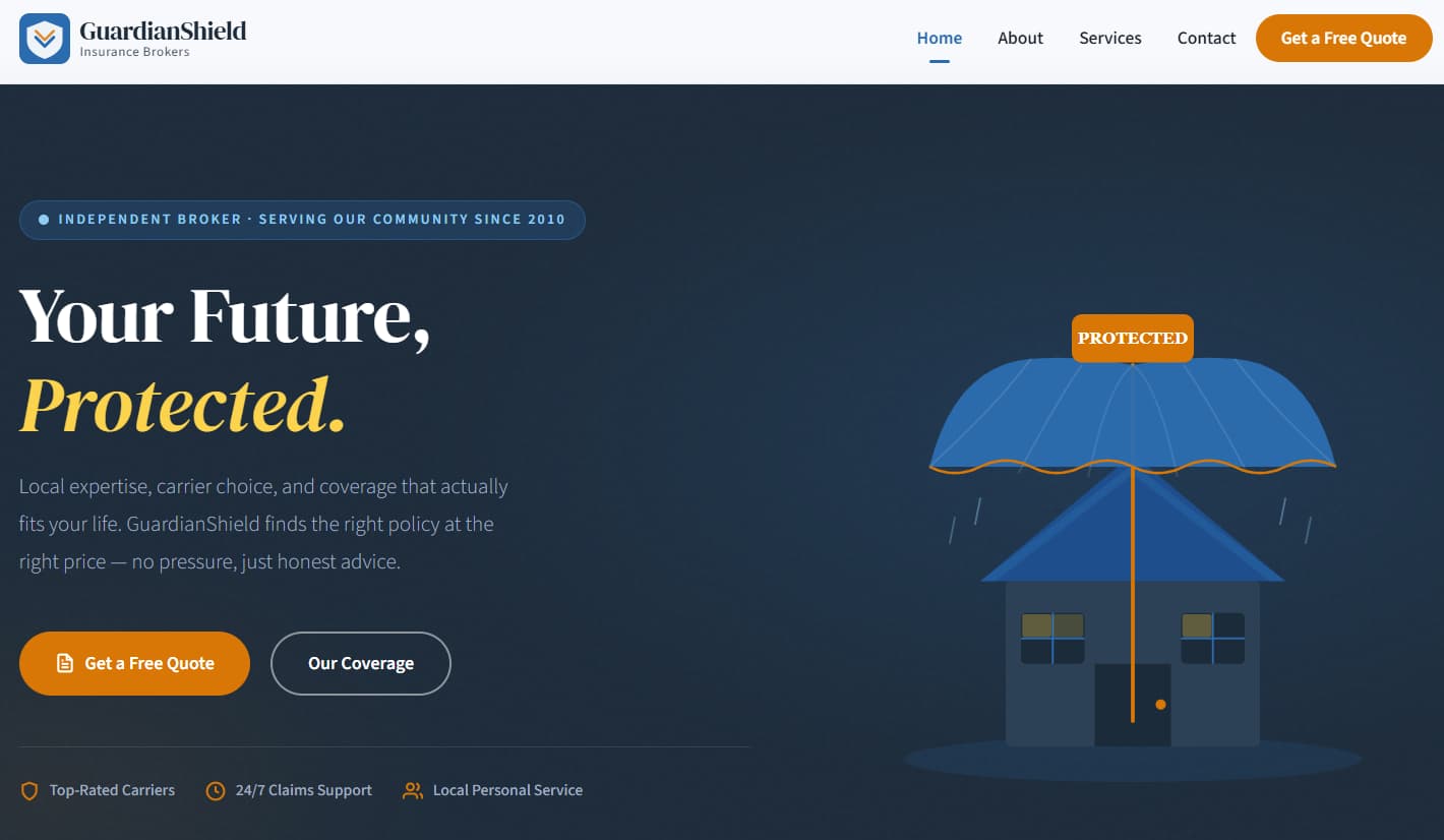 Screenshot of GuardianShield Insurance
